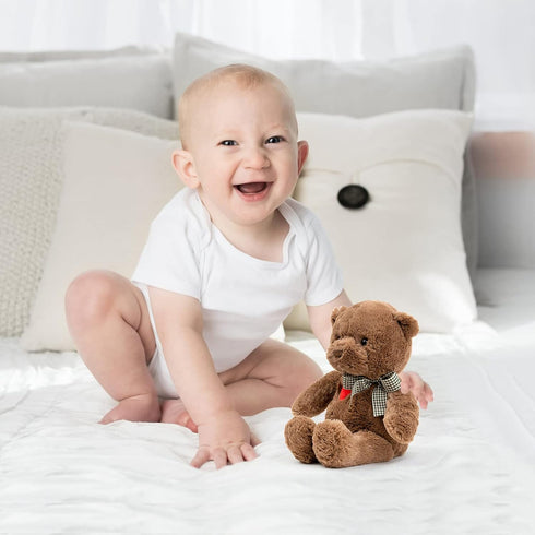 11.4” Small Teddy Bear with Heart Cute Brown Teddy Bear Stuffed Animals for Valentines Day Soft Bear Plushie Toy Stuffed Bear Plush Gifts for Girl...