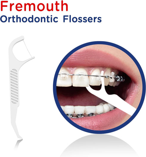 Orthodontic Flossers for Braces - Ortho Dental Floss Picks, 100 Count (Pack of 2), with a Travel Case...