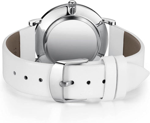 BOSHIYA Women's Easy Reader 36mm Watch Leather Band Watchs ?White?...