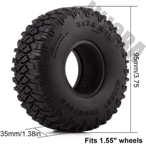 INJORA 4Pcs 1.55" Soft Rubber Wheel Tires 1.55 Inch Tyre for RC Crawler Car D90 TF2 Tamiya CC01 LC70 LC80...