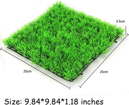 kathson 3 PCS Aquarium Grass Mat Decorations Artificial Plastic Lawn Ornament Landscape Green Plants Decoration for Saltwater Freshwater Tropical ...
