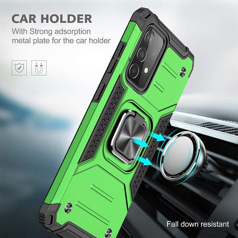 HNHYGETE Samsung A52 Case, Galaxy A52 5G Case, with HD Screen Protector, Shockproof Tough Rugged Hard Rubber Bumper with 360 Rotation Ring Kicksta...