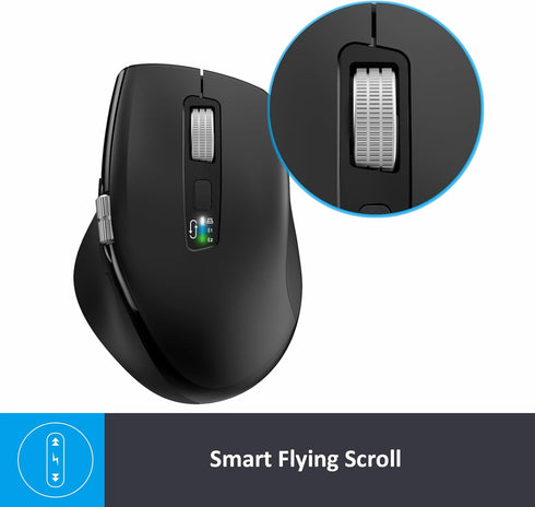 Wireless Bluetooth Mouse with Smart Flying Scroll, Side Thumb Scroll Ergonomic Mice, Silent Multi-Device Mouse for Computer, Laptop, iPad,Tablet, ...
