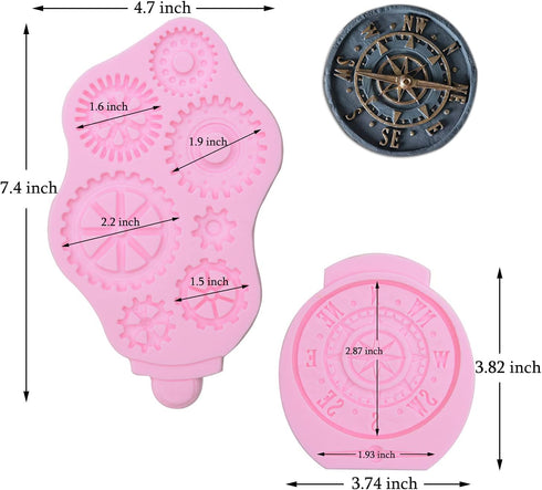 Steampunk Fondant Molds, Silicone Gears Teeth Moulds for Steampunk Travel Themed Cake Decoration, Chocolate Candy Sugarcraft Cupcake Topper, Polym...