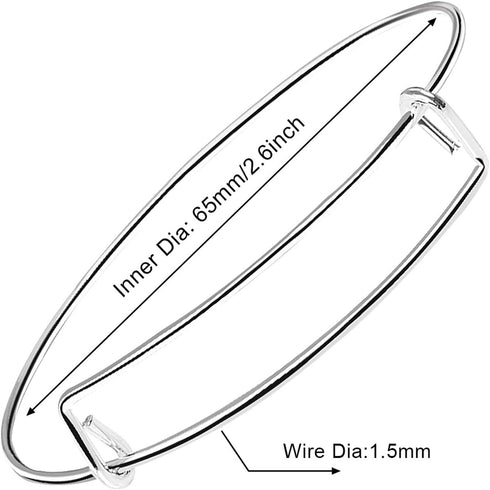 UPINS 60Pcs Expandable Blank Bangle Bracelets Adjustable Wire Bracelets for DIY Jewelry Making, Silver...