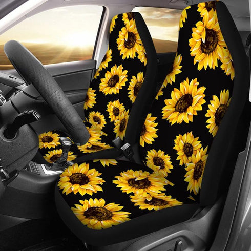 Car Front Seat Covers, Universal Blue 3D Animal Wolf PrintingCar Seat Protector Seat Cushion Full Cover Fit Most Car,Truck,SUV,Van (Sunflower-2PC)...