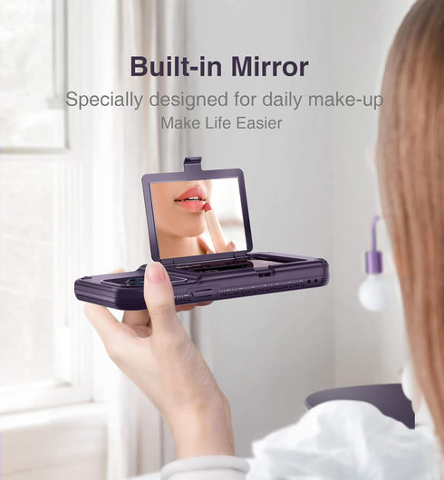 WeLoveCase iPhone 14 Pro Case for Women, Men Defender Credit Card Holder Cover with Hidden Mirror, Three Layer Shockproof Heavy Duty Protection Ca...