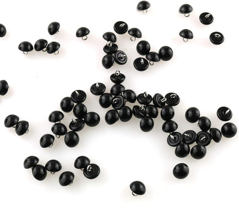 Tegg Pearl Button 50PCS 10mm Black Bead Shirt Half Ball Dome Caps Wire Loop Buttons for Crafts, Clothes, Wedding Dress, Scarpbooking and DIY Proje...