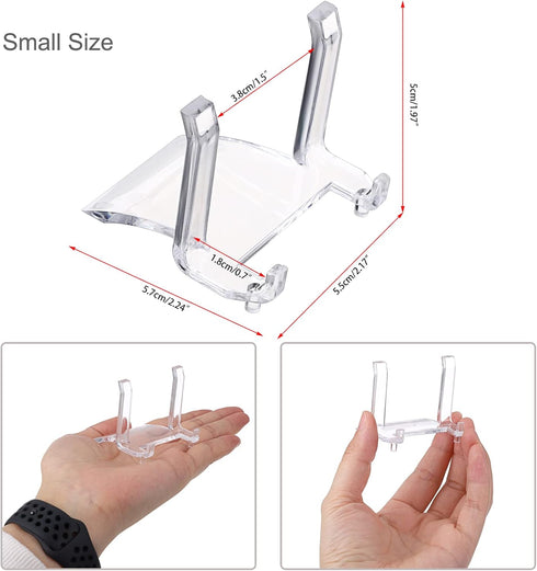 Hipiwe 10 Packs Acrylic Easel Stands Belt Buckle Display Easel Clear Display Easel Holder for Belt Buckles Badges Coins Medals Sport Trading Cards...