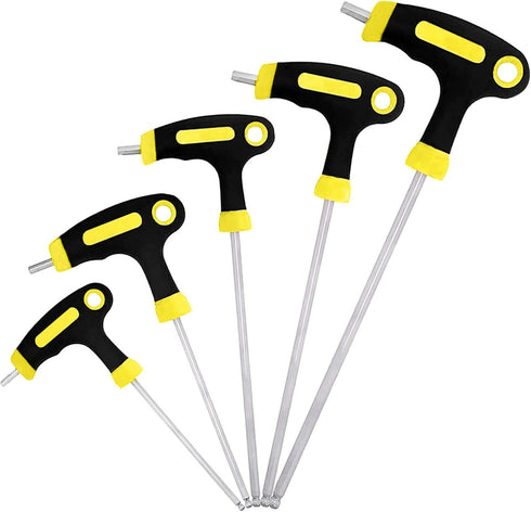 JONMON Bike Hex Key Allen Wrenches Set - 2.5/3/4/5/6mm Bicycle T-handle Long Arm Hex Key with Ball End Screwdriver Hand Tool for Bike Pedal Handle...