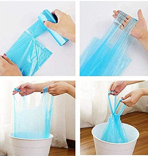 100 Pcs Kitchen Garbage Bags and Trash Bag, 4 Gallon Blue 45x60Cm Kitchen Trash Bags with Handles for Bathroom Trash Bags, Small Trash Bags, Contr...