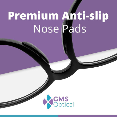GMS Optical 1.3mm Ultra-Thin / 18mm Long Length - Anti-Slip Adhesive Contoured Silicone Eyeglass Nose Pads with Sticky Backing for Glasses, Sungla...