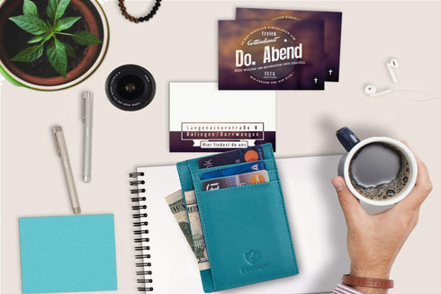 Front Pocket Wallet for Men Women Slim Minimalist Real Leather RFID Blocking Credit Card Holder...