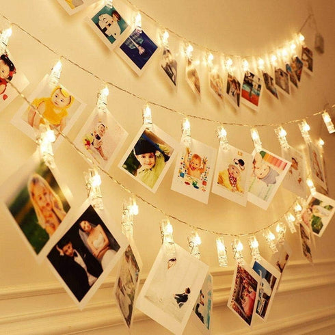 Dopheuor LED Photo Clip Copper String Lights Starry Fairy Warm Yellow Lights Battery Powered for Hang Pictures Cards Bedroom Wall Decorations Chri...