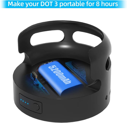 Battery Base for Echo Dot 3rd Gen Battery Stand Portable Charger for Dot 3rd & Google Mini 2 Back up Battery 8 Hours Play time, Not Include Speake...
