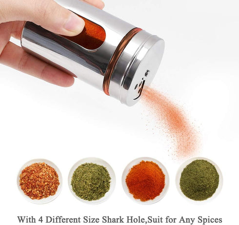 Accmor 2pcs Salt and Pepper Shakers,Stainless Steel Shaker for Salt Powder Sugar Cinnamon Pepper, Spice Dispenser with Adjustable Pour Holes,Silve...