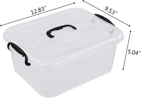 Readsky 8 Quart Lidded Storage Bins Plastic Storage Containers, Clear and Black, 2 Packs...