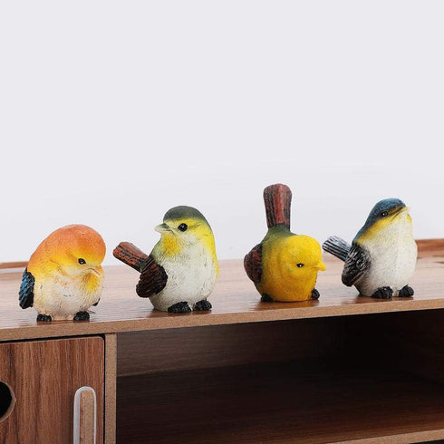 Zerodis Miniature Bird Decorative Figurines, Pack of 4 Resin Birds Animal Figurine Decoration Mini Simulation Cute Garden Statue Birds Figures Dec...