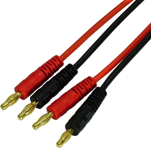 FLASH HOBBY 2PCS Battery Charger Adapter Male to 4.0mm Banana Plug Connector with 14AWG 300mm Cable Wire for RC Crawler, Helicopter & Boat Lipo Ba...