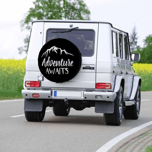Adventure Awaits Spare Tire Cover Adventure Mountains Wheel Covers for RV Tires Camper Tire Case Protectors for Trailer Rv SUV Truck Travel Traile...