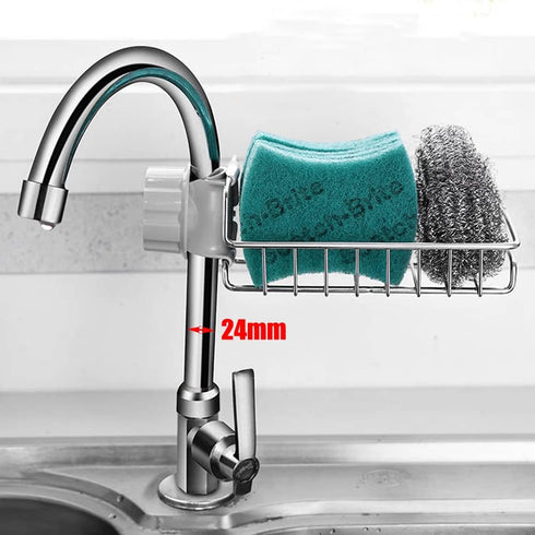 iPstyle Kitchen Sink Caddy Organizer Over Faucet Sponge Holder, Stainless Steel Heavy Duty Thickening Hanging Faucet Drain Rack for Scrubbers, Soa...