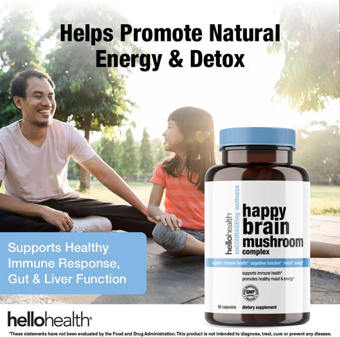 Happy Brain Mushroom Complex Nootropics Brain Support Supplement | 10 Mushroom Supplement: Lions Mane, Turkey Tail, Red Reishi, Shiitake Mushrooms...
