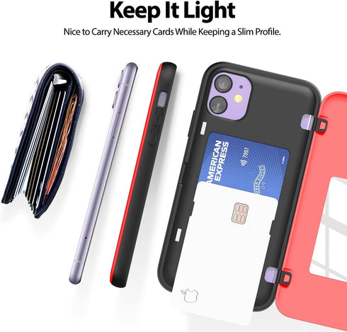 GOOSPERY Magnetic Door Bumper Compatible with iPhone 11, Wallet Case with Card Holder, Protective Dual Layer Bumper Phone Case - Red...