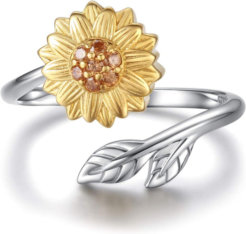 Sunflower Cremation Ring for Ashes - 925 Sterling Silver Adjustable Cremation Urn Jewelry You Are My Sunshine Daisy Memorial Keepsake Locket For M...