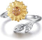 Sunflower Cremation Ring for Ashes - 925 Sterling Silver Adjustable Cremation Urn Jewelry You Are My Sunshine Daisy Memorial Keepsake Locket For M...