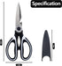 Kitchen Shears, Stainless Steel Cooking Scissors, Multifunctional Heavy-Duty Kitchen Scissor for Fish, Poultry, Meat, Chicken, BBQ, 2-Packs (Black...