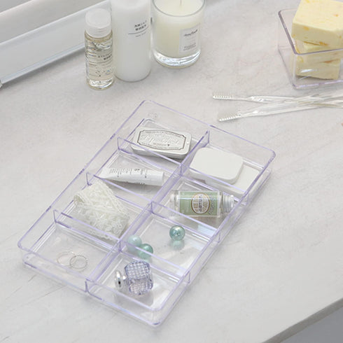 carrotez Desk Drawer Organizer Tray, 8 Grid, Stackable Clear Plastic Storage Organizer for Office Supplies, Makeup, Stationary, Accessory...