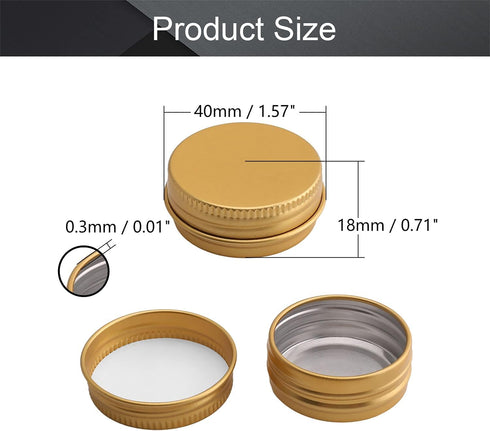Othmro 24pcs 0.5oz/15ml Metal Round Tins Aluminum Tin Cans Containers with Screw Lid, 40 * 18mm(DxH) Gold tin cans for Salve, Spices, Lip Balm, Te...