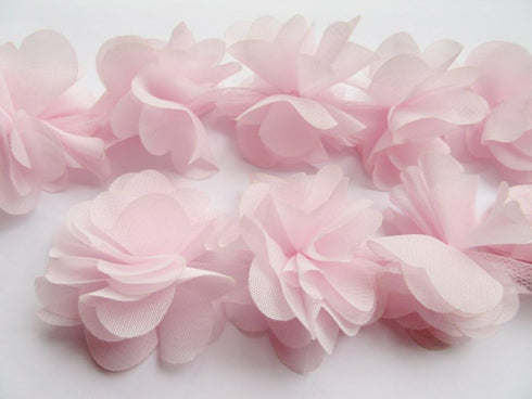 YYCRAFT 4.5 Yards 2.5" 3D Chiffon Flower Lace Trims Bridal Bouquets Cluster Flower DIY Sewing(Baby Pink)...