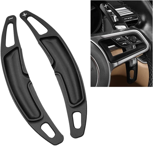 SANRILY Black Aluminum Steering Wheel Paddle Shifter Extension Fit for Porsche Panamera Macan Cayenne 911 718 918 Spyder Boxster,2018 Panamera(New...