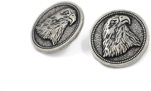 Bezelry 12 Pieces American Eagle Metal Shank Buttons. 23mm (7/8 inch) (Antique Silver)...