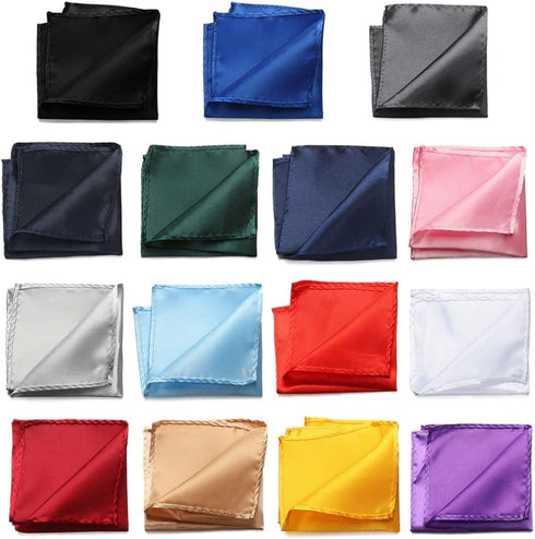 15 Pieces Mens Pocket Squares, 8.6 x 8.6 Inch Handkerchief, Soft Silk Men Hankies for Wedding Party, Pocket Square Towel...