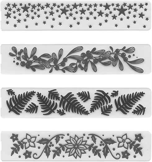 4 Patterns Plastic Template Embossing Folders for Card Making, Stars Leaves Flower DIY Plastic Scrapbooking Photo Album Card Paper DIY Craft Decor...