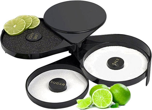 3 Tier Bar Glass Rimmer, Margarita Cocktail Salt and Sugar Glass Rimmer,Bartender tool(BLACK)...