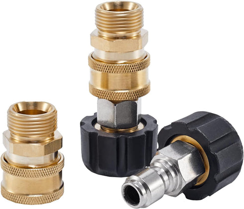 Pressure Washer Quick Connect Fittings, M22 14mm to 3/8 Inch Hose Adapter, 4 Pieces...
