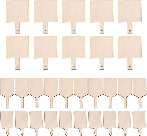 30 Pcs Mini Wooden Cutting Board with Handle,Unfinished Wood Blank Cutting Board, Paddle Chopping Board Small Kitchen Serving Board for Kitchen DI...
