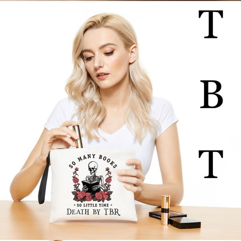 Book Lovers Gifts Makeup Bag Book Club Gifts Cosmetic Travel Bag Bookish Gifts Zipper Pouch Book Themed Gifts Skincare Bag Bookworm Reading Christ...