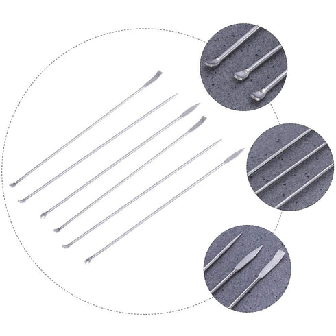 Hemobllo Stainless Steel Micro Lab Sampling Scoop Experiment Spoons Micro Medicine Spoons Reagent Laboratory Sampling Spoon Set 6PCS...