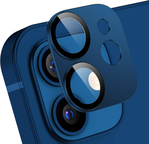 2 PCS Camera Lens Protector for iPhone 12, Metal Rear Lens Protector Tempered Glass Film, Strong Adhesion, 9H Hardness Scratch Resistant Camera Le...
