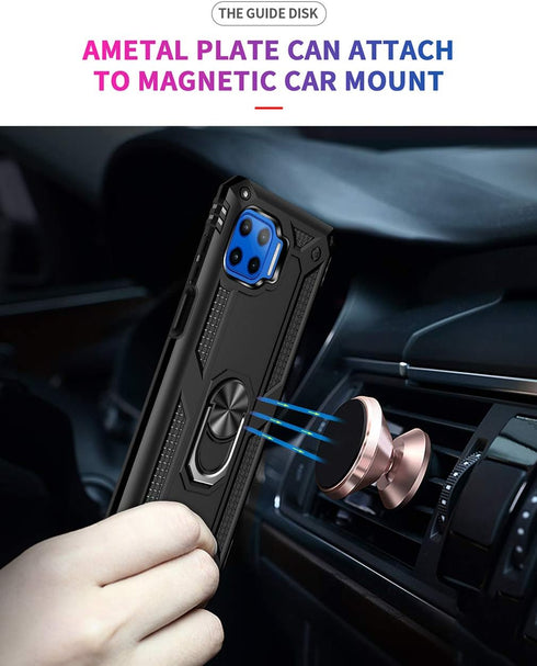 Motorola One 5G Cellular Phone Case, Hybrid Hard PC Soft TPU Shockproof Protective Case, Ring Car Mount Kickstand, Black...