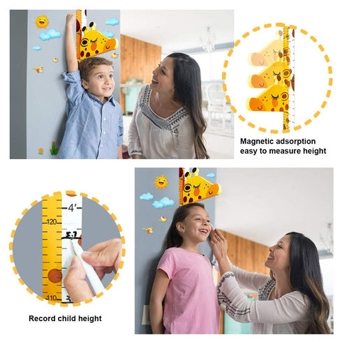 Baby Height Growth Chart Ruler for Kids Room Decor,3D Movable Giraffe Height Ruler Nursery Animal Wall Decals...
