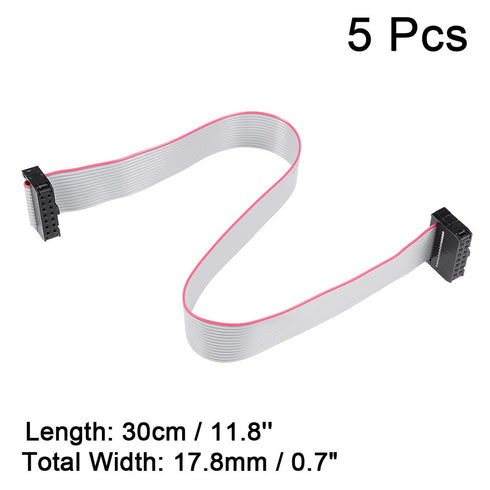 uxcell IDC 14 Pins Connector Flat Ribbon Cable Female Connector Length 30cm 2.54mm Pitch,5pcs...
