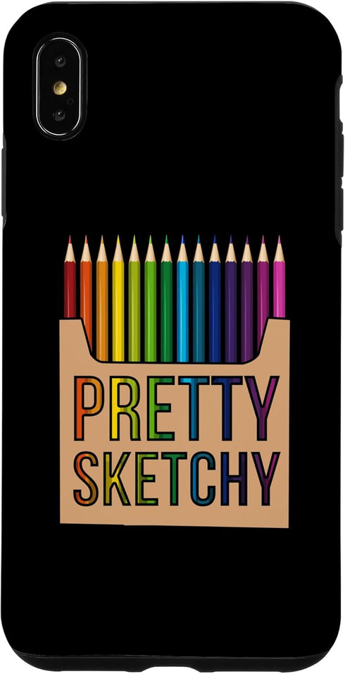 iPhone XS Max Pretty Sketchy Fun Art Lover Colored Pencils Artists Case...
