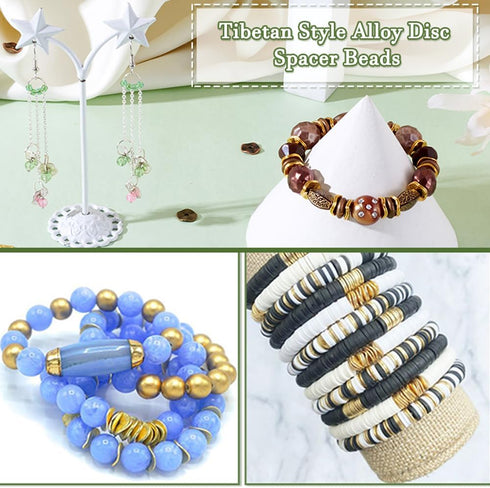 KISSITTY About 420pcs/bag Tibetan 4 Colors Wavy Disc Beads 10x1mm Flat Round Twist Spacers...