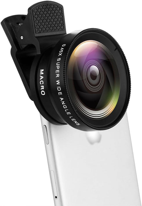 Phone Camera Lens, Professional Attachment Universal Clip on Cell Phone Photography Camera Attachable Mobile Extra 0.45X Wide Angle 12.5X Super Ma...