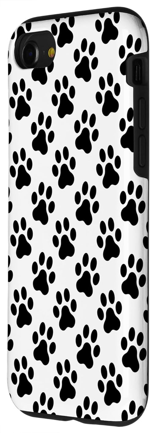 iPhone SE (2020) / 7 / 8 Dog Paw Print Phone Case Dog Lovers Gifts Black and White Case...